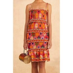 Farm Rio - Coral Summer Sun Mini Dress Small